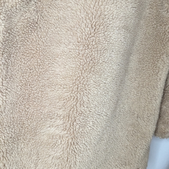 Topshop Tan Brown Teddy Mid Length Oversized Cozy Jacket with Pockets Sz 4 - Picture 9 of 11